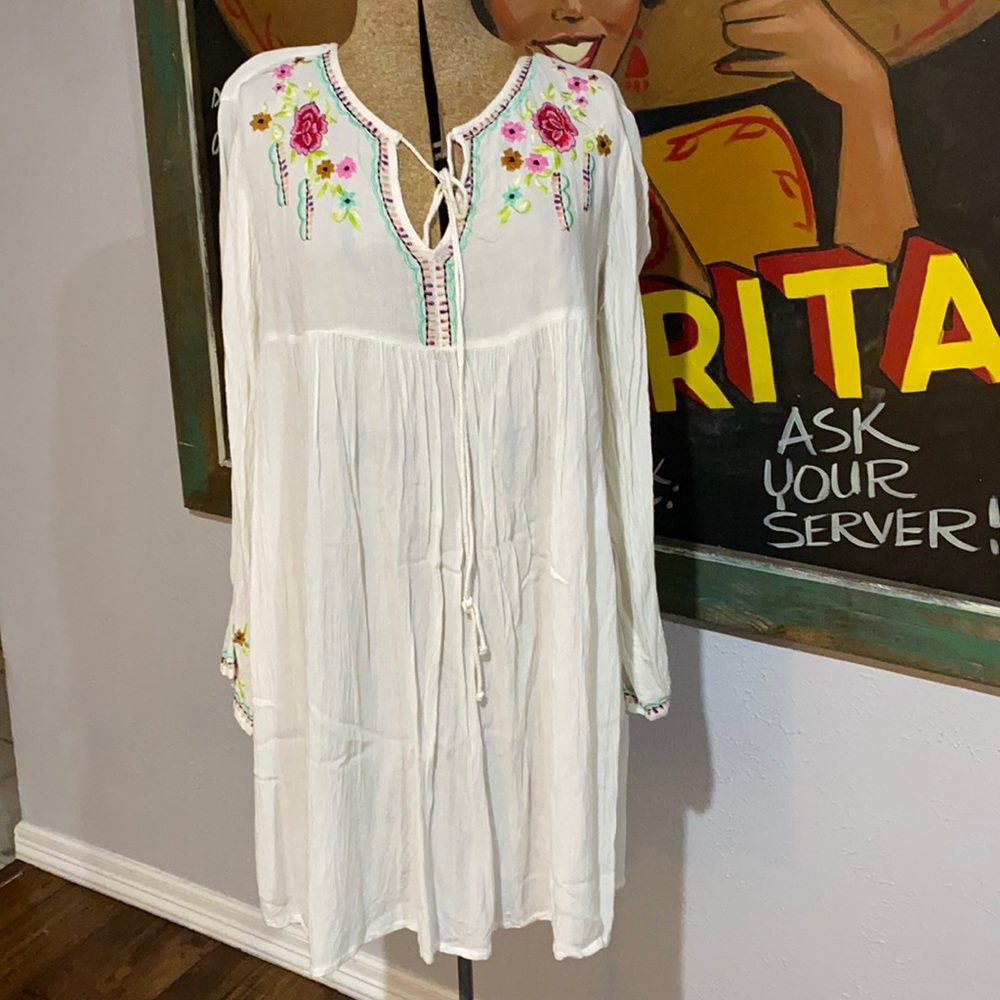 Boho Jane Floral Embroidered Tassel Festival Top